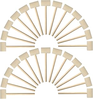 MGTECH 36 Pieces Mini Wooden Toy Hammers for Kids, Natural Wood Crab Seafood Mallets