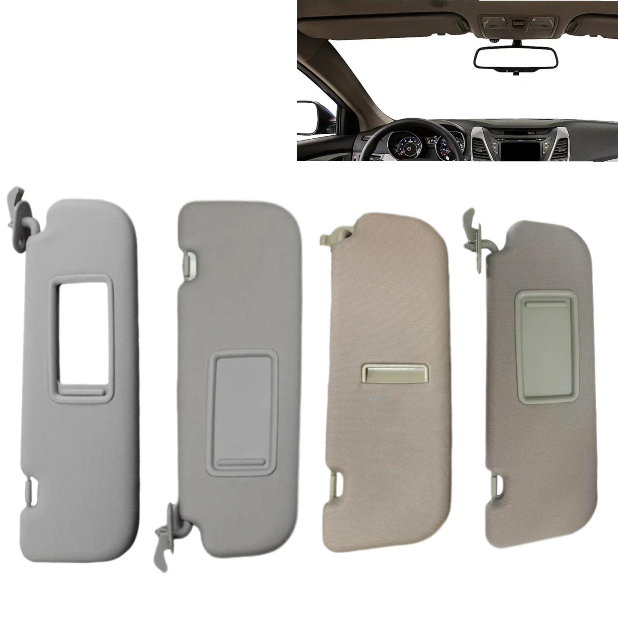 para Hyundai para Elantra 2011 2012 2013 2014 2015 Parasol Coche Tablero Interior Parte Lateral Conductor Pasajero(Beige 1 Pair)