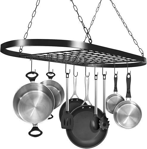 Miniatura 12 de Sorbus – Estante de almacenamiento para techo con ganchos – Organizador multiusos para el hogar, restaurante, utensilios de cocina, utensilios de