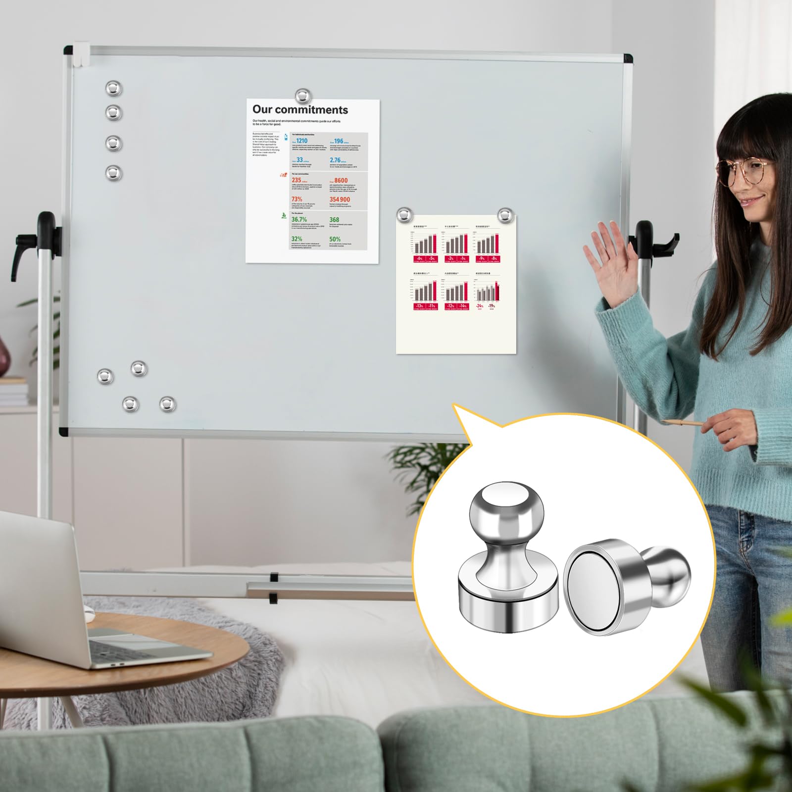 24 Calamite Super Forti Per Frigorifero E Lavagne - Magneti Neodimio Piccoli 12x16 Mm - Foto 5