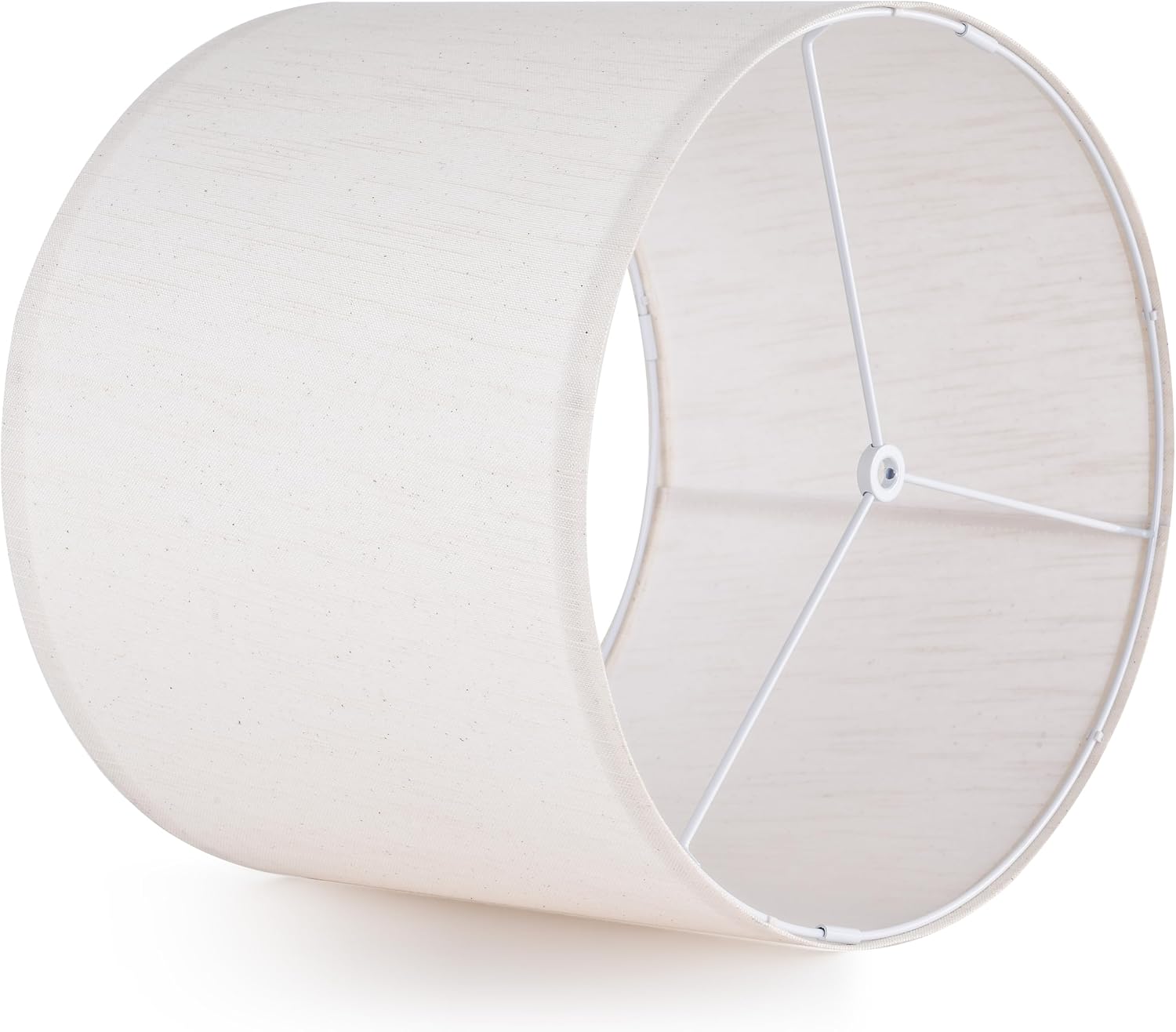 Lamp Shades Set of 2 Drum Shaped Bamboo Patterned Fabric Lampshade 14"Dx11"H Shades for Table,Floor,Pendant Lamps Lampshades (Spider Fitter), Beige Lampshades Natural Linen Hand Crafted…