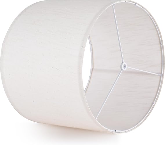 Beige Bamboo Knot Linen Textured Lamp Shades Set of 2 Large Drum Lamp Shade 16``Top x 16``Bottom x 12``High(Spider) Farmhouse Lampshade for Table Lamp & Bedside Lamp - Replacement Lampshade