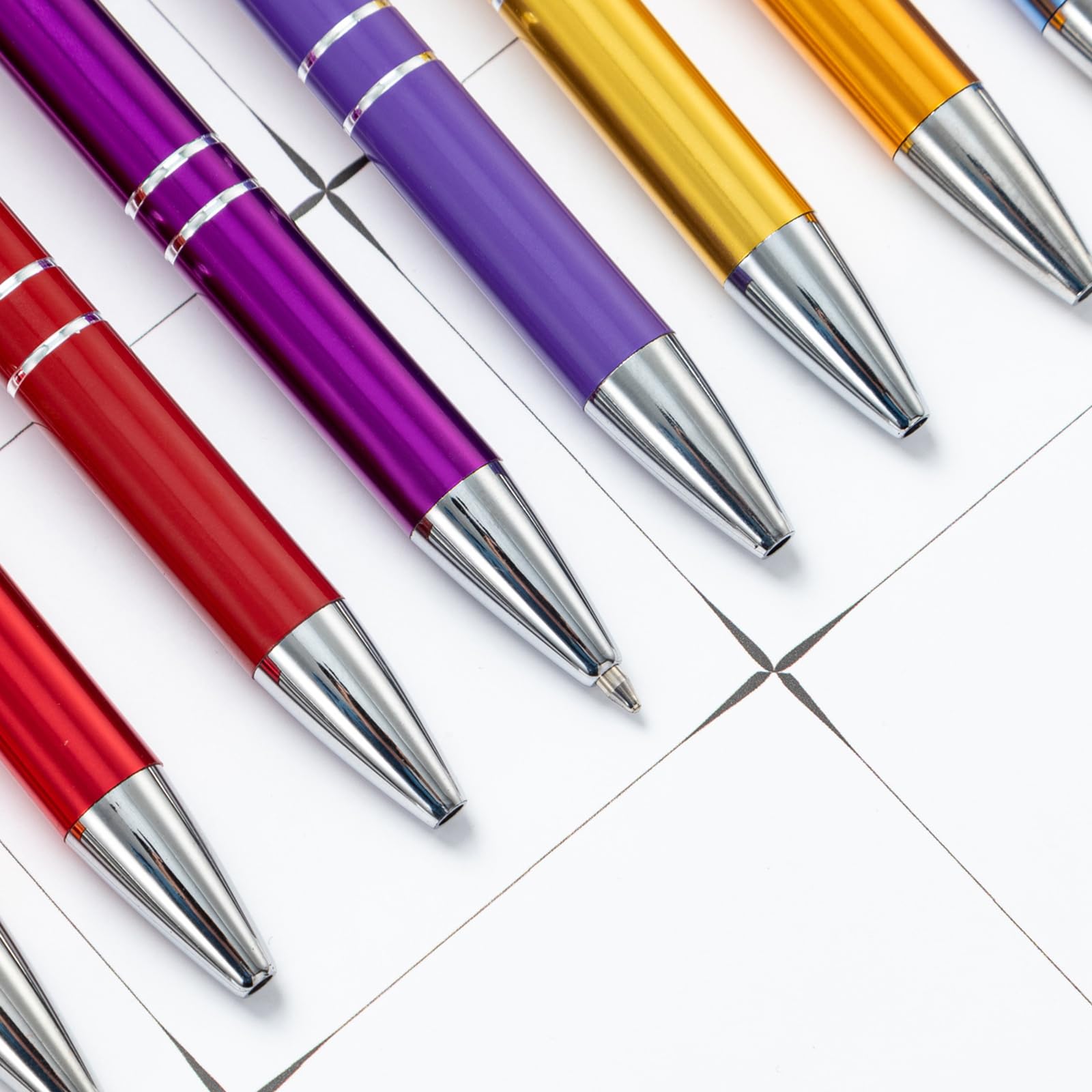 10er-Set Metall-Kugelschreiber – 1mm Mine, 10 Farben, Drehbar Mit Blumenmuster, Für Schule, Büro & Als Geschenk