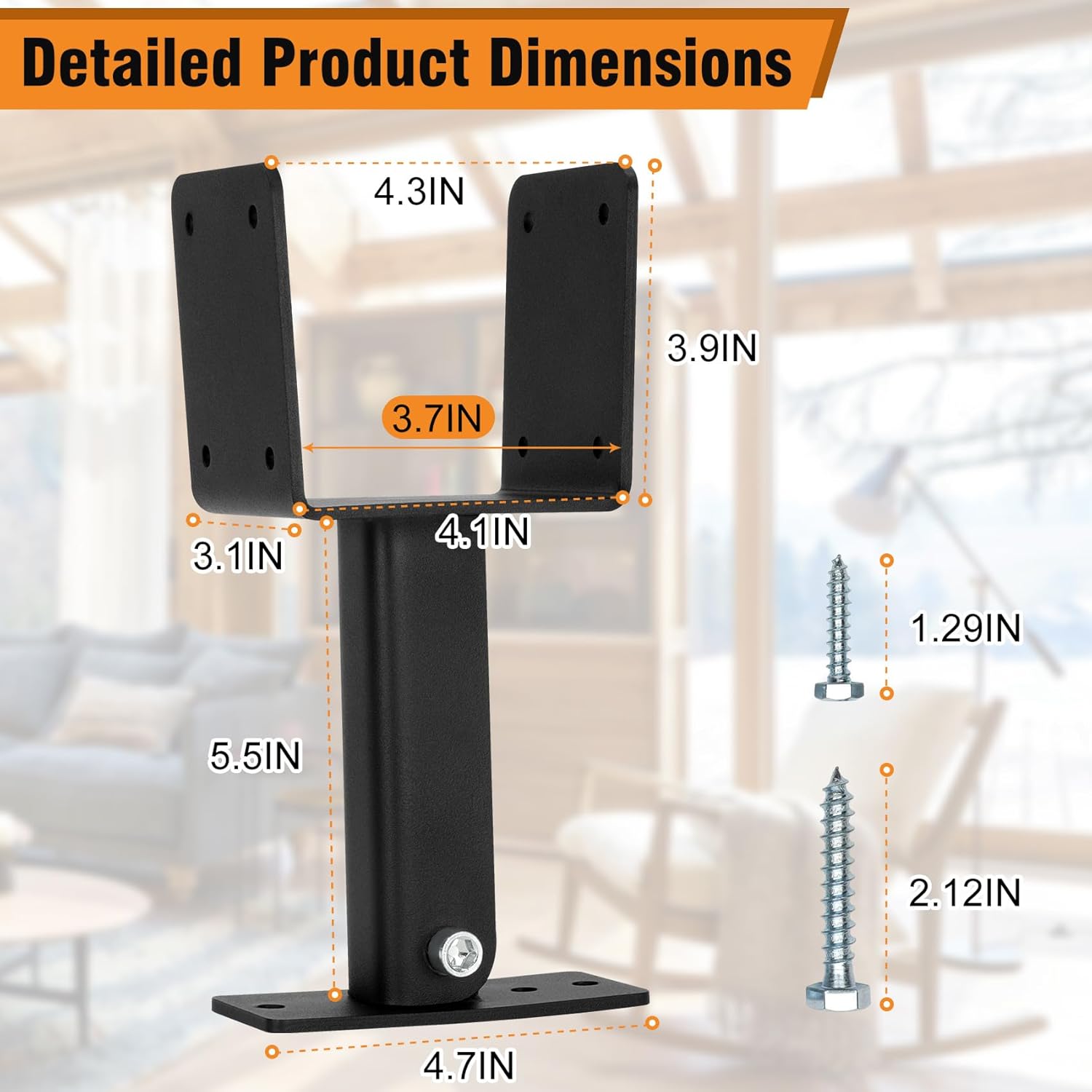 3PCS Stainless Steel Patio Roof Riser Kit, Adjustable Roof Mount Pergola Brackets 4x4 (Black Finish)