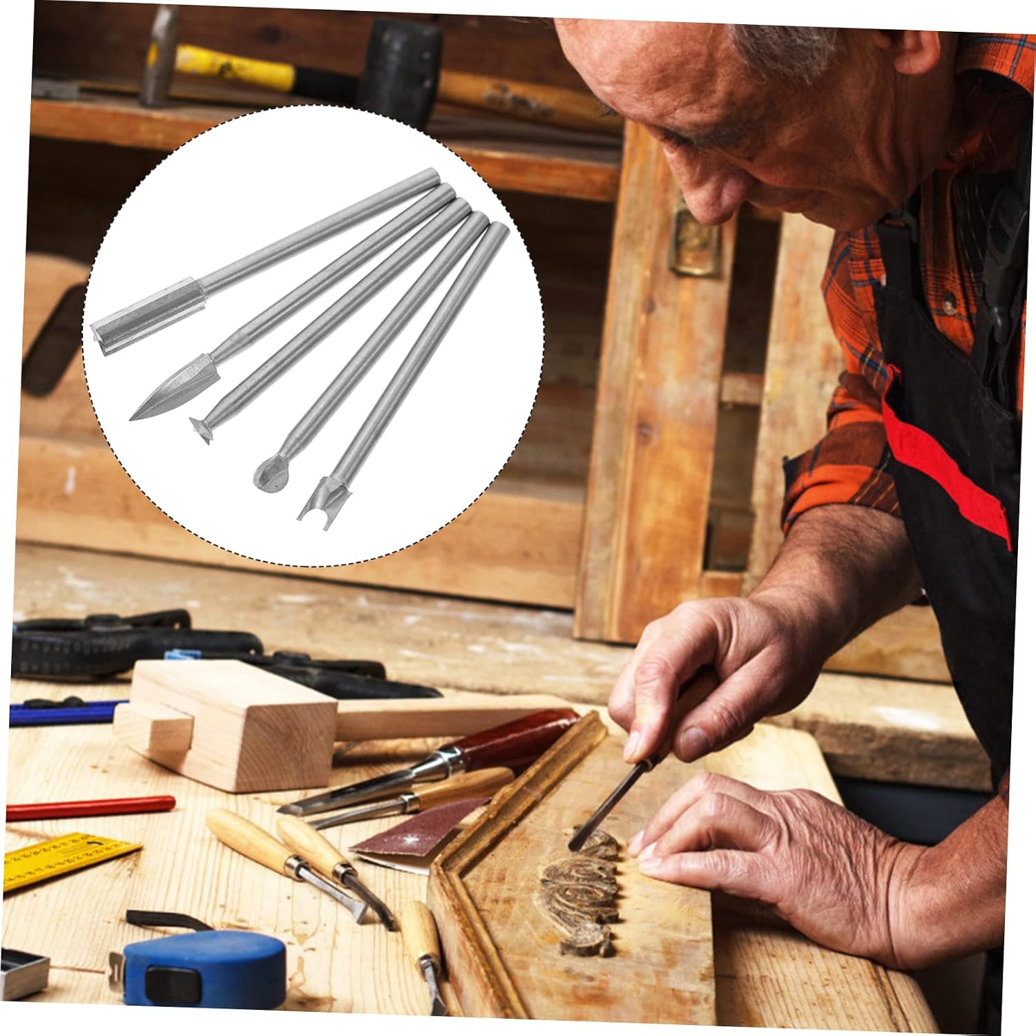 TEHAUX 3sets Woodworking Power Tools Engraving Cutters Carpenter Carving Tools Compatible Easy Install Multi-function Cutter