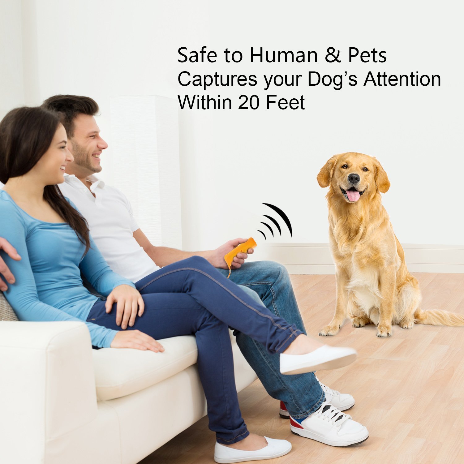 Ketsicart® Dog Repeller, Anti Dog Barking Device, Anti Barking Ultrasonic tranier, 3 in 1 Dog Repeller Device, LED Dog Repeller Trainer with Flash Light (Yellow) 3