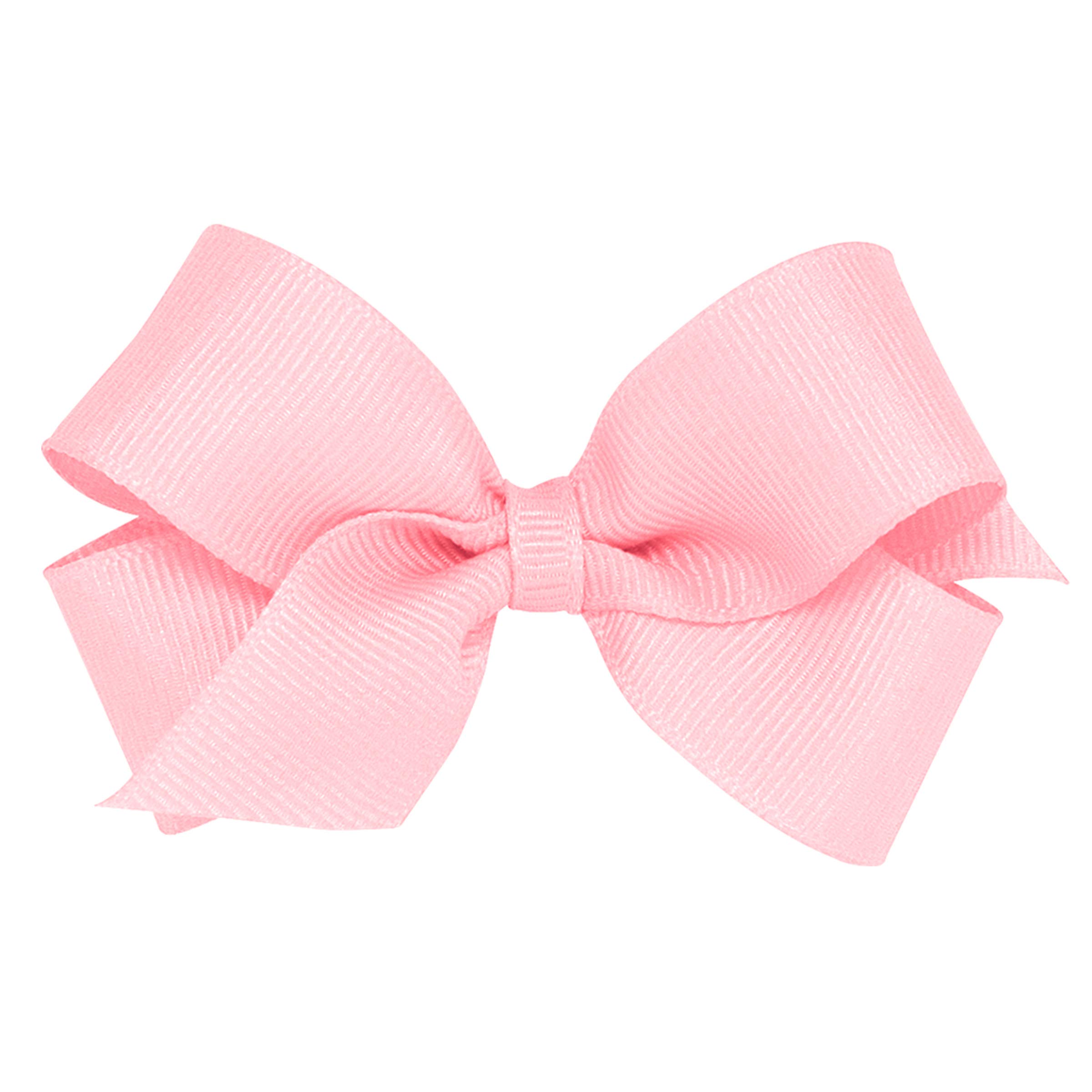 Wee OnesGirls' Classic Grosgrain Hair Bow with Plain Wrap Center on a WeeStay Hair Clip, Handmade, Mini Sized Bow, Light Pink