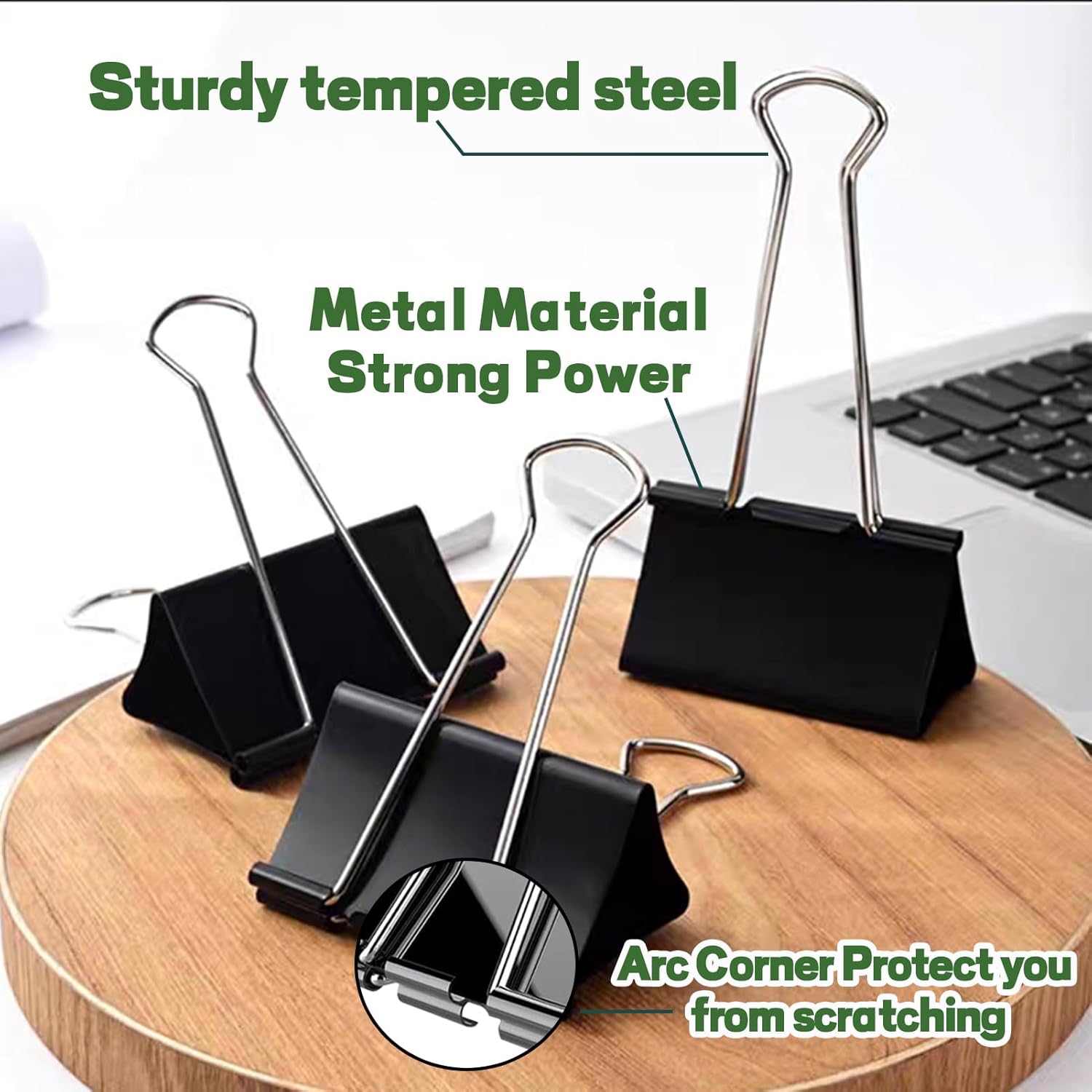 TOTDTDA 3 Inch Extra Large Jumbo Binder Clips (24 Pack), Heavy Duty Paper Clamps for Office and Home Supplies, Black