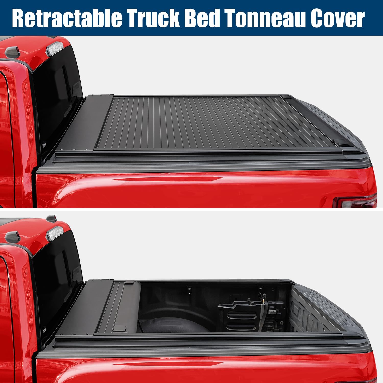 FASTFIT Aluminum Retractable Truck Tonneau Cover for 2016-2023 Tacoma, 5-ft (60.5") Truck Bed w/Track System | Dual-Lock Design, Matte Black, Waterproof & Heavy-Duty