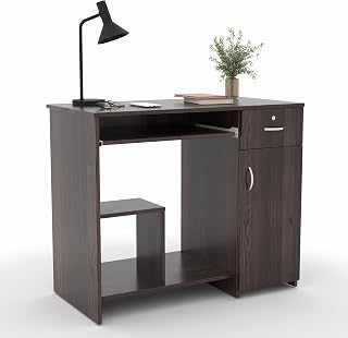 CREATIVE QUBE 45x90x76CM Engineered Wood Study & Office Table with Drawer, Cabinet Storage & Keyboard Tray | Sturdy, Folda... Price In India