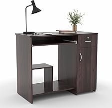 CREATIVE QUBE 45x90x76CM Engineered Wood Study & Office Table with Drawer, Cabinet Storage & Keyboard Tray | Sturdy, Foldable DIY Multipurpose Table- Wenge