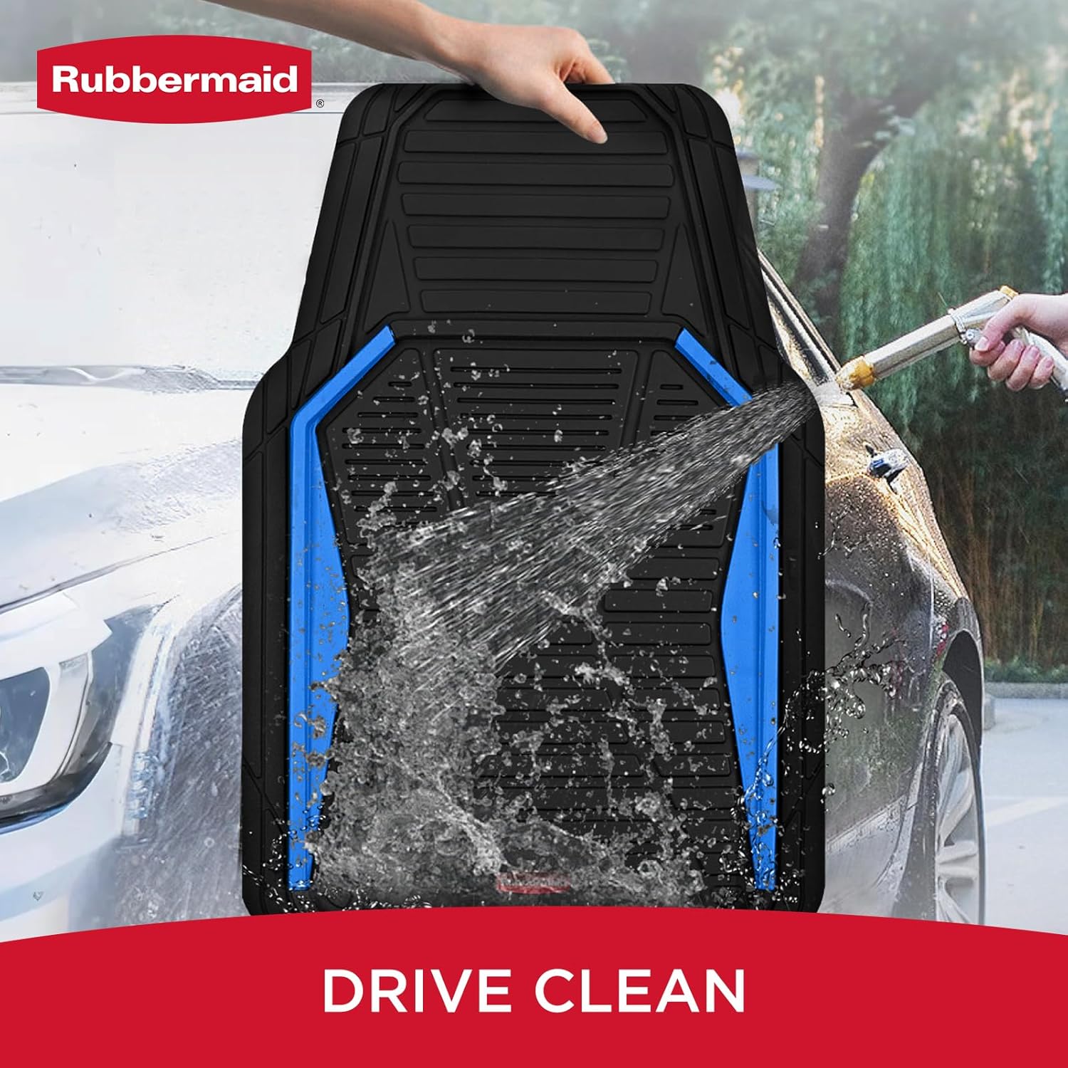 Rubbermaid Car Mat Full Set All-Weather Heavy-Duty 4 Pieces– Trim-to-Fit Universal Car Mats Full Set – Waterproof Rubber Floor Liners for Most Trucks, SUVs, Vans, and Sedans-Blue - Image 6