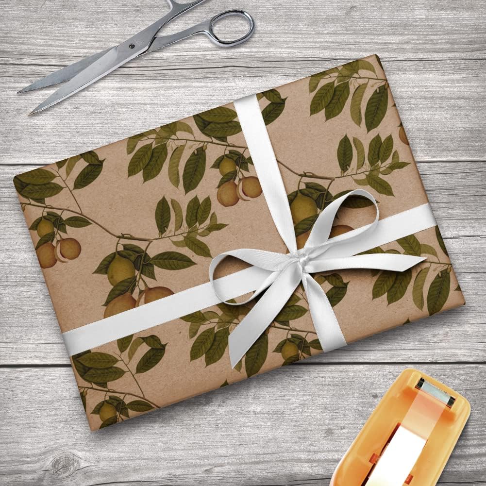 GRAPHICS & MORE Fruit Tree Pattern Premium Kraft Roll Gift Wrap Wrapping Paper
