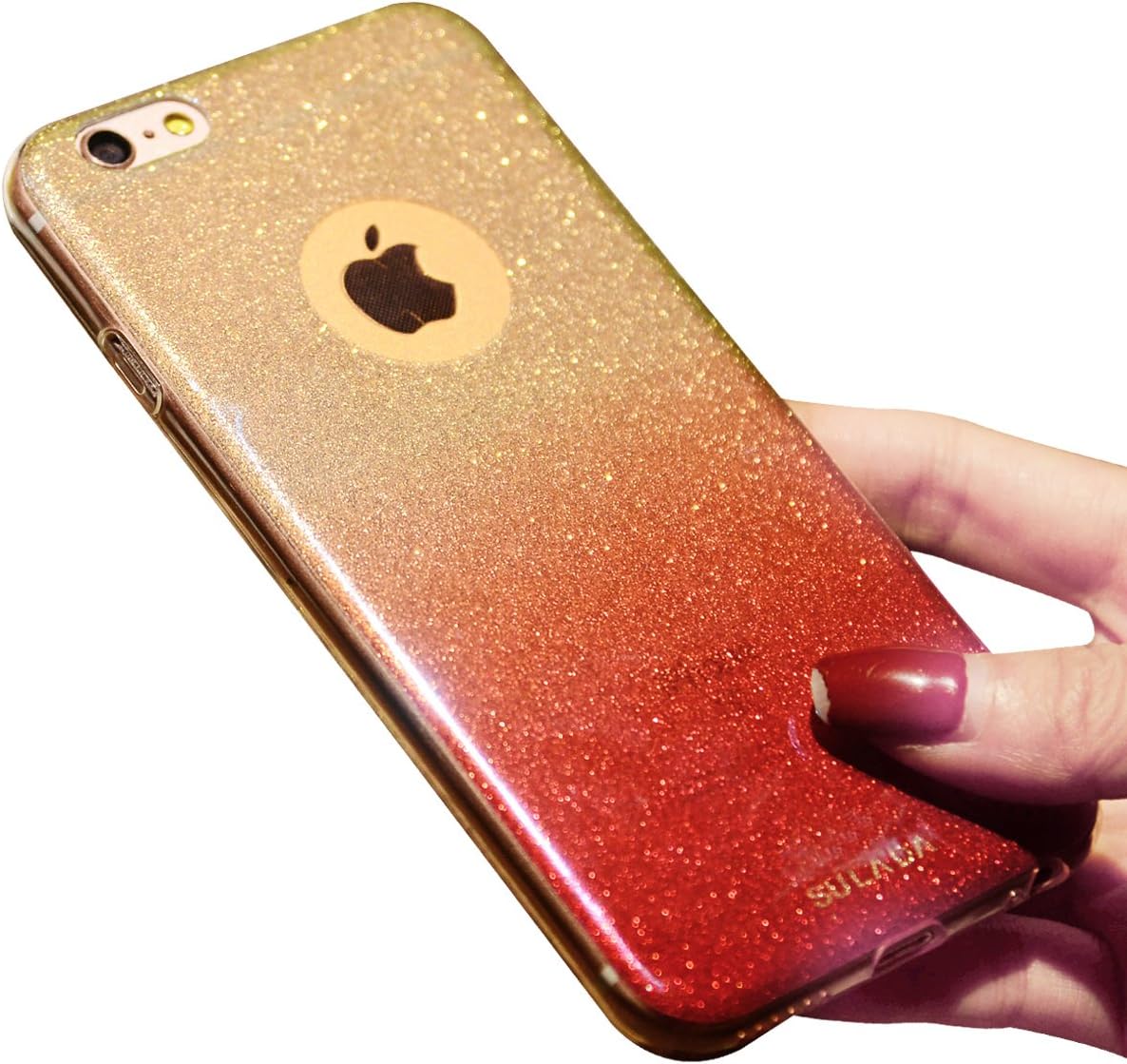 iPhone 6 Plus Case, Beauty shine Glitter Soft case Candy Soft TPU Gel Phone Cover Case Fashion Bright Soft Border Protective Back Cover for iphone 6/6s plus 5.5 inch (Red)