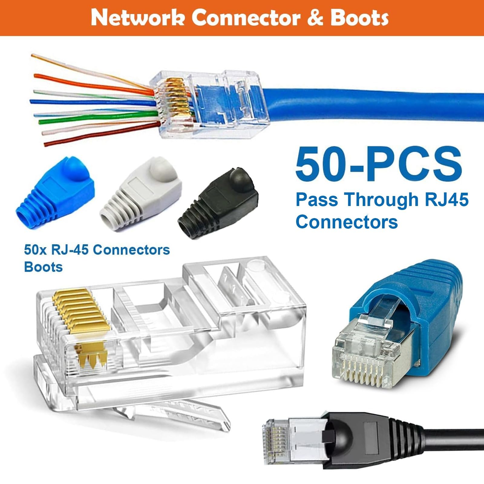 SAMTEK Kit d'outils de sertissage RJ45 tout en un - Outil de sertissage Ethernet pour Cat5/Cat6/Cat7 et RJ11 pour connecteur de ligne téléphonique - Comprend un coupe-câble, un testeur de câble, une