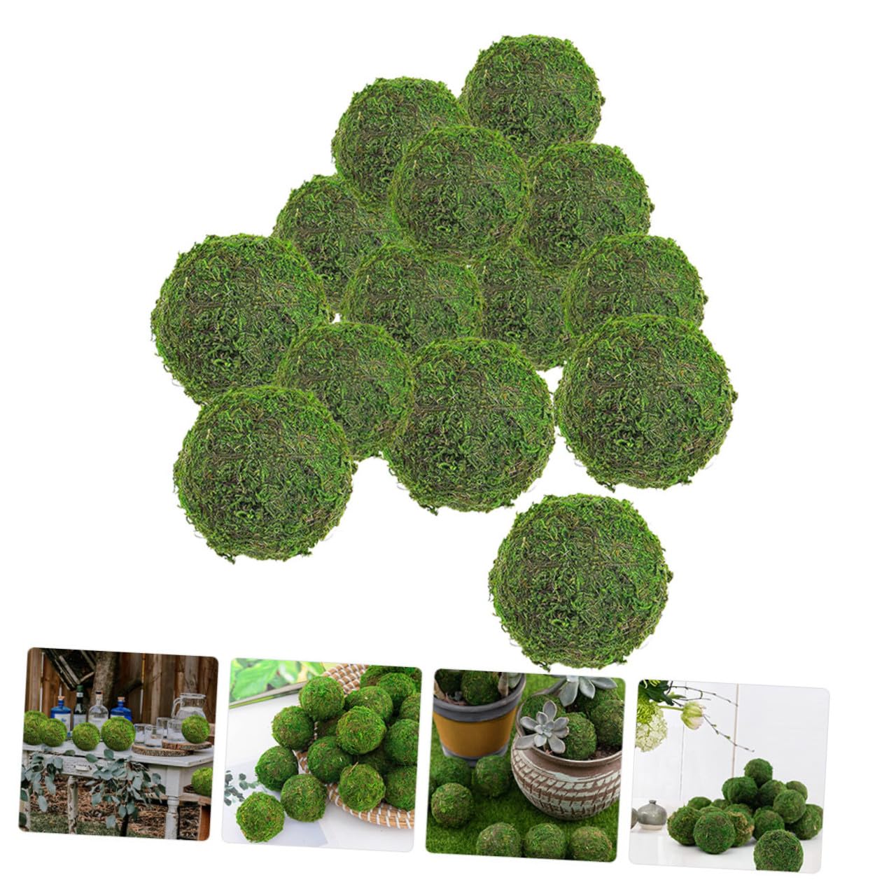 PRETYZOOM 14 Palline Decorative di Muschio Finto 8cm e 6cm, Ornamento Naturale per Vasi e Centrotavola, Accessori Decorativi per Casa, Giardino, Ufficio e Matrimoni