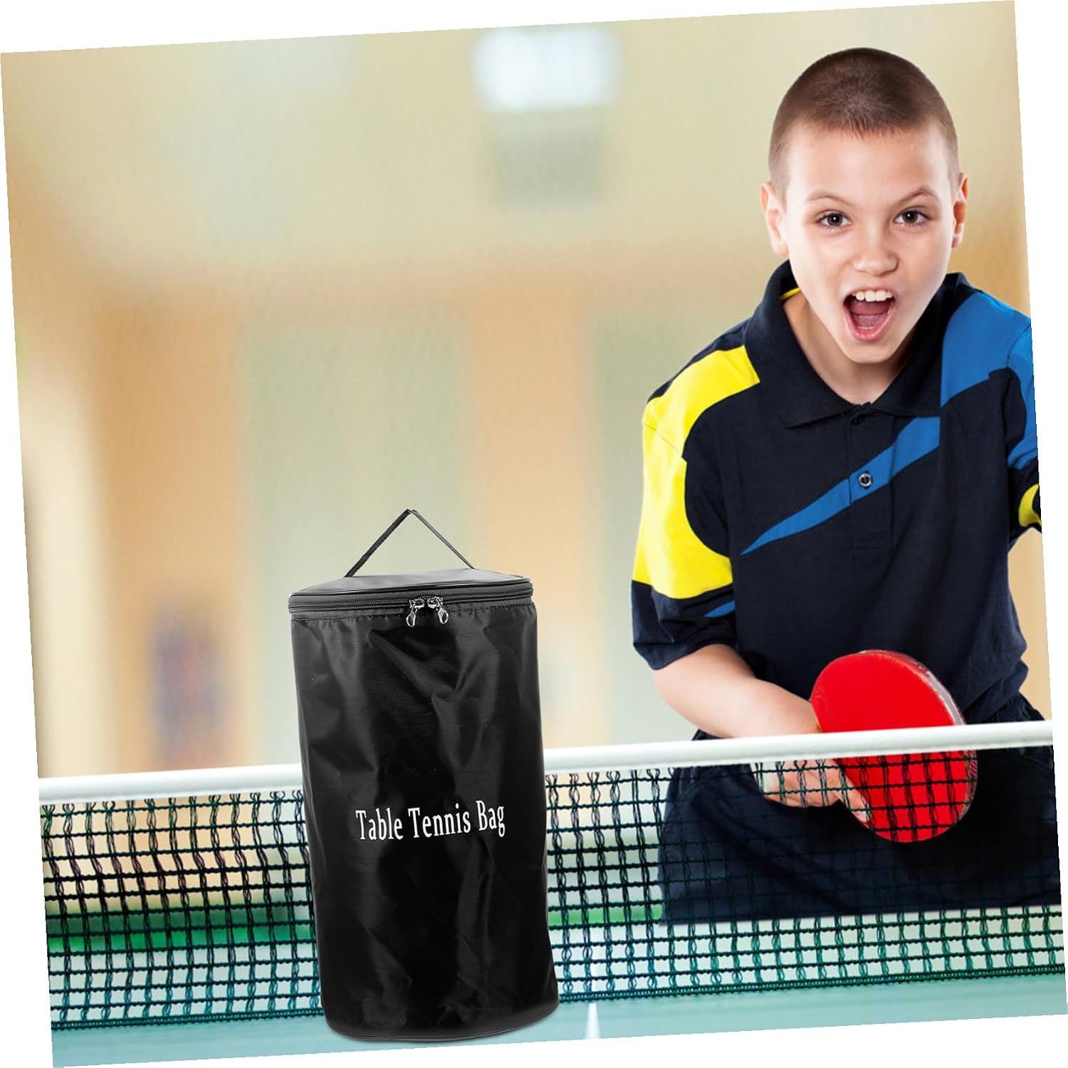 KOMBIUDA Portable Oxford Cloth Table Tennis Ball Bag with Zipper and Handle Breathable Pingpong Storage Pouch for Outdoor Sports and Home Use Large Capacity Accessory Organizer