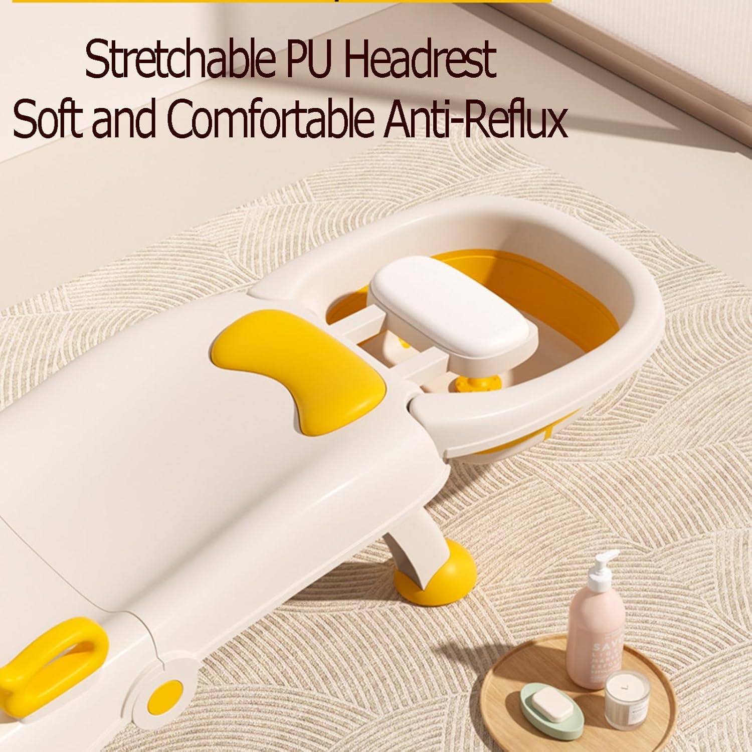 Adjustable Children's Shampoo Chair, Baby Folding Shampoo Lounge Chair, Widen and Enlarge, Suitable for Boys and Girls