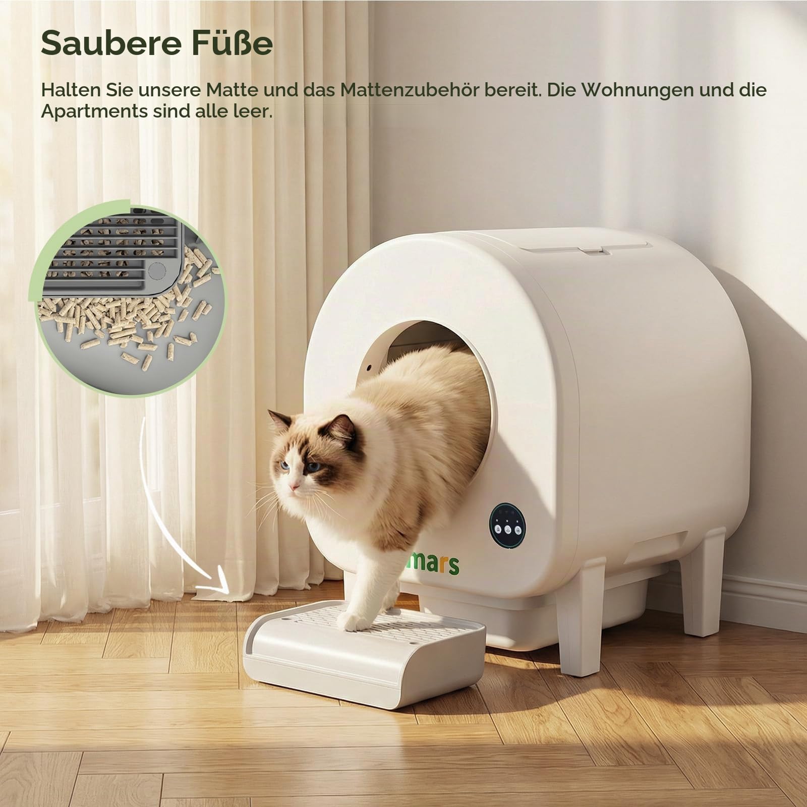 Gimars XXL 90L Selbstreinigende Katzentoilette mit App-Steuerung, Automatisches Katzenklo mit Matte, Müllbeuteln & Trittbrett, Dreifach-Sensor und Geruchskontrolle für Kätzchen, Alte & Mehrere Katzen