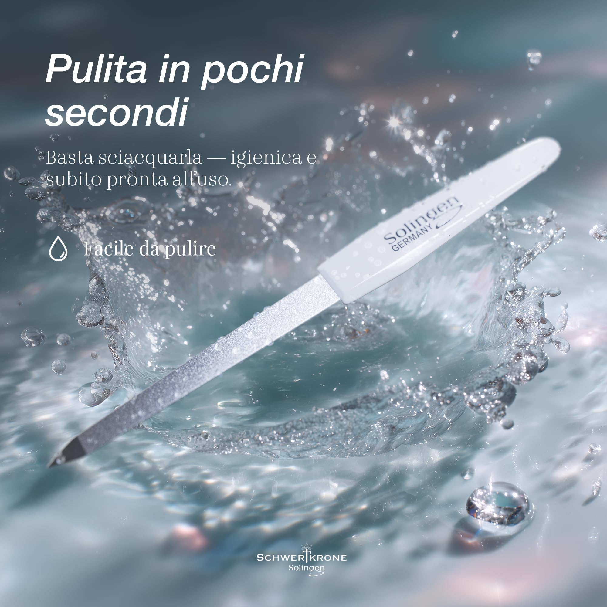 SCHWERTKRONE Set 4 Lime per Unghie in Zaffiro di Alta Qualità - Solingen, 4 Pezzi di Lime per Unghie in Diverse Misure, Ideali per Manicure e Pedicure