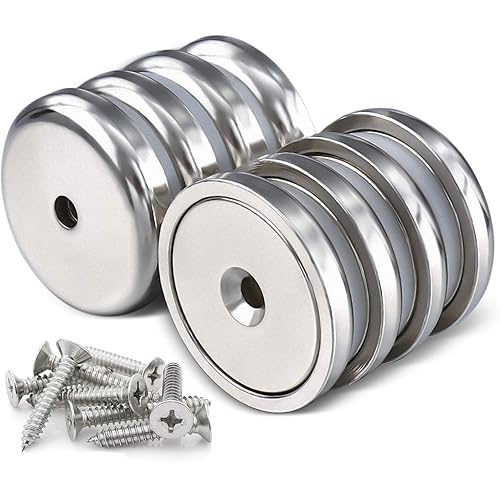 LOVIMAG Neodymium Cup Magnets,Rare Earth Magnets with100 LBS Holding Force,Dia 1.26 inch, with Heavy Duty Countersunk Hole and Stainless, for Tool Room,Workplace etc,Pack of 8