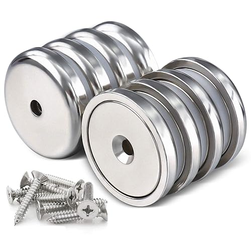 LOVIMAG Neodymium Cup Magnets,Rare Earth Magnets with100 LBS Holding Force,Dia 1.26 inch, with Heavy Duty Countersunk Hole and Stainless, for Tool Room,Workplace etc,Pack of 8