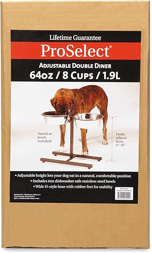 Miniatura 6 de Pro Select Stainless Steel Adjustable Dog Diner Bowl with Two Pet Food Bowls