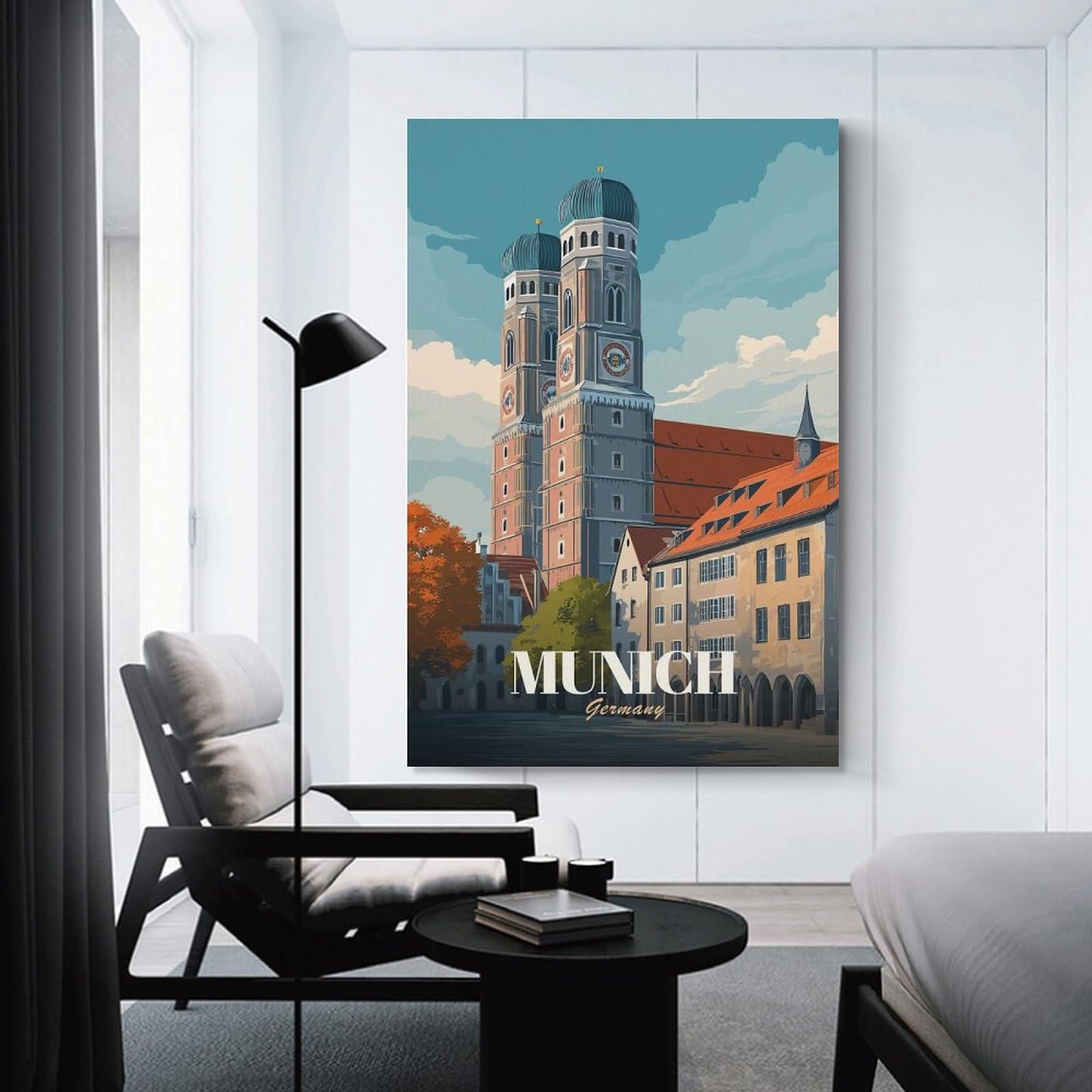 Junmoney Munich Germany Travel Room Decor Wall Art 20x30inch(50x75cm), for Entrance Spaces, Stair Walls Or Halls, A Neat Decor Update for Hallways