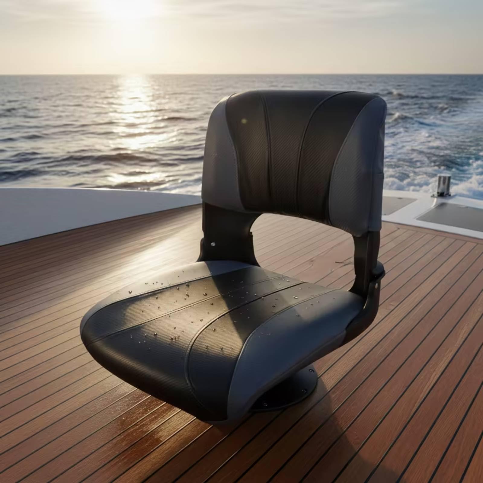 Sedile da Barca con Schienale Stabile Seggiolino Nautico con Schienale Confortevole Sedia per Yacht, Pesca, Grigio, PB-002 Sedia Da Pescatore Grigia