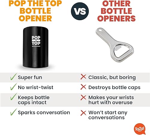 Miniatura 5 de TaZa - Abridor de botellas de cerveza desplegable negro abridor automático de botellas sin daños en la tapa divertida herramienta de camarero