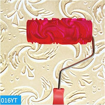 Embossed Wood Grain Roller-Paint Rollers 6 Wood Grain Tool Rubber Embossing Roller Home DIY Paint Roller with Handle Wall Decor Tool (Color : 038YT, Product Size : 6 inch)