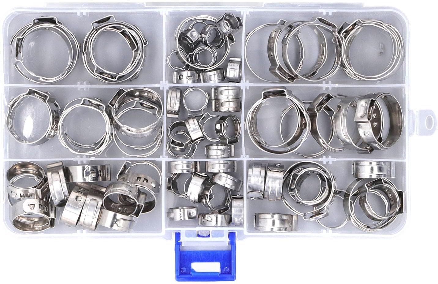 80PCS Hose Assortment Kit Stainless Steel with Clamping Pliers and Storage Box for Beverages, Automobiles, Ships Applications