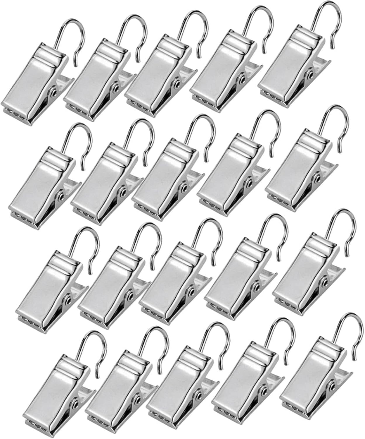 Ciieeo 120pcs Curtain Hooks Metal Clips Wide Flat String Lights Hanger Wire Holder Shower Clips for Home Party Garden Decor
