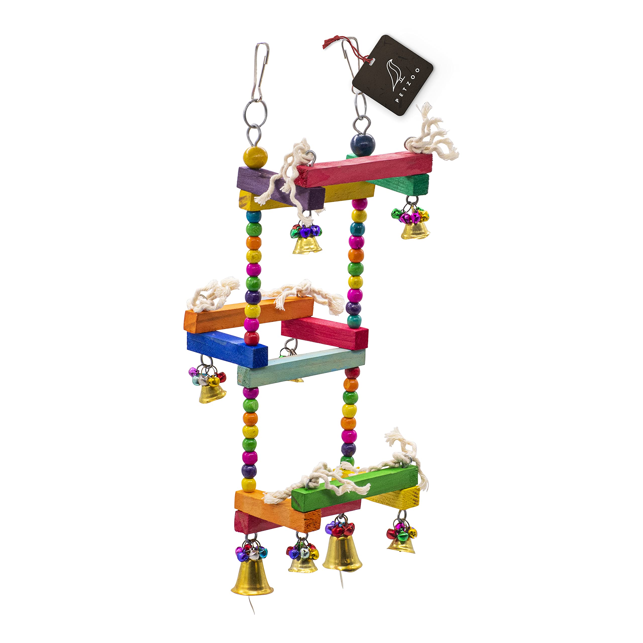 PETZOO Interactive Bird Ladder Foldable Balcony Stylish Colorful Toy for Pets, Budgies Toy, Parrot, Cage Accessories, Resting Toy & Wooden Training Aid for Bird & Parrots (B09CGGM9FJ) Amazon Price History, Amazon Price Tracker