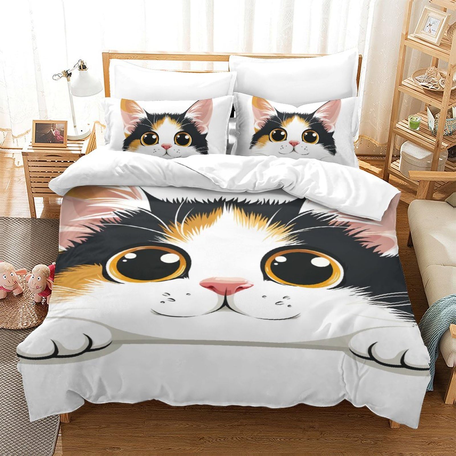 Housse de couette chat et taies d'oreiller pour faire briller les yeux de vos enfants