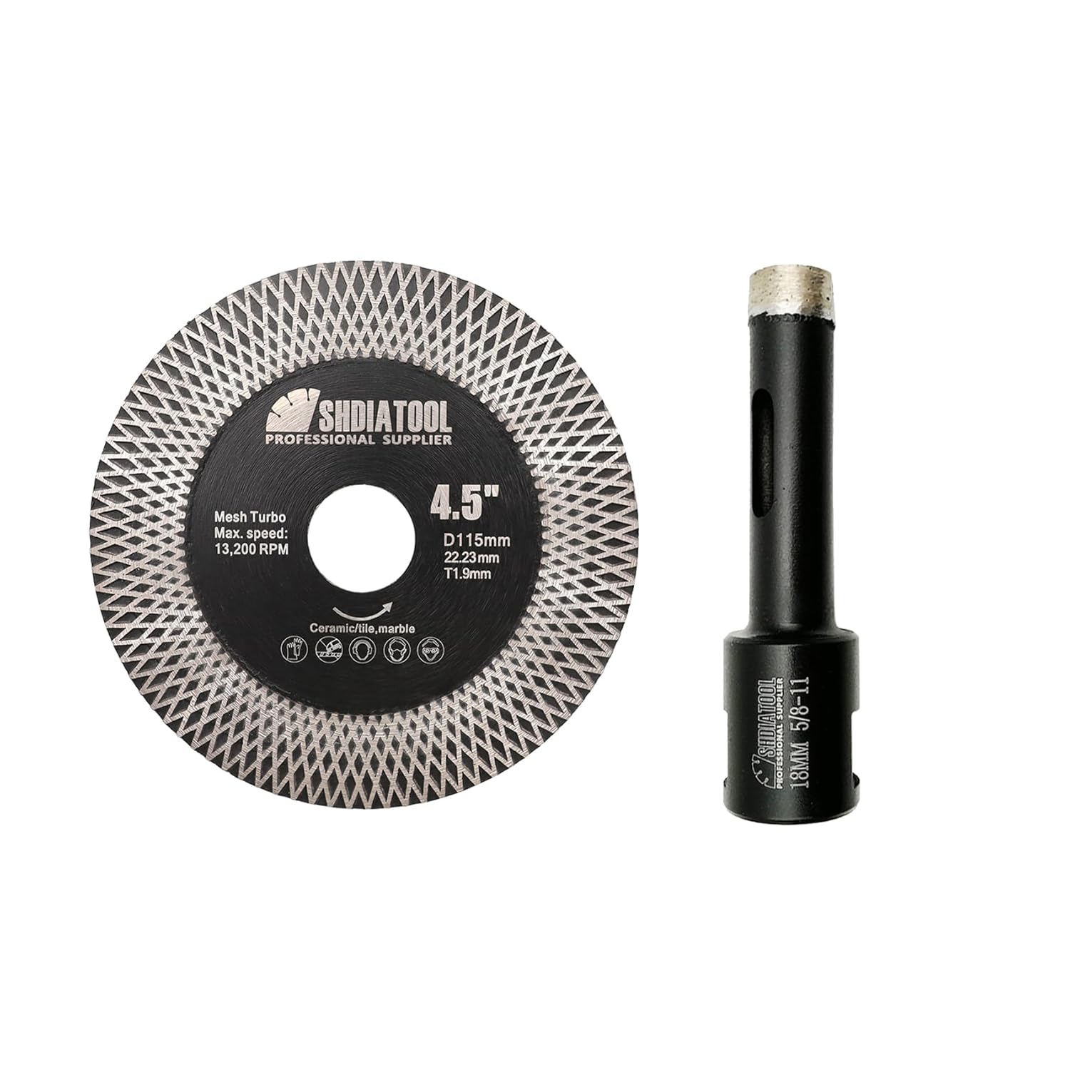 SHDIATOOL Tile Diamond Saw Blades Porcelain Cutter Disc for Dry/Wet Cutting Grinding Ceramic Marble Artificial Stone Diameter 4.5 Inches x 7/8 inch