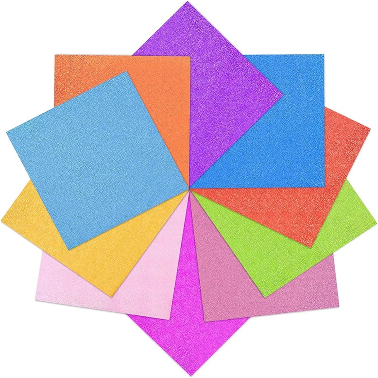 100 Stück Origami-Papier, schillernd, glitzernd, Bastelpapier, faltbar, solide, bunte Kranich-Papiere, DIY, handgefertigte Bastelarbeiten for Kinder Für Handgefertigte Dekorationen(15x15cm)