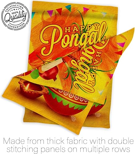 Miniatura 7 de Tapiz de pared Happy Pongal para decoración del hogar pancarta de arpillera patio porche césped jardín bandera decoración de habitación interior y