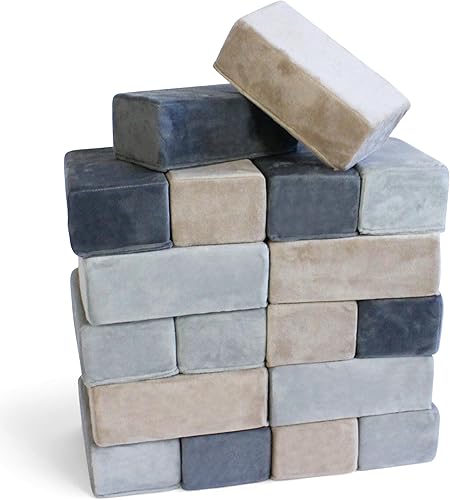 Miniatura 1 de Plush Blocks Juego de 24 bloques de construcción suaves para niños, bloques de espuma de juguete cubiertos de tela para apilar, jugar y hacer