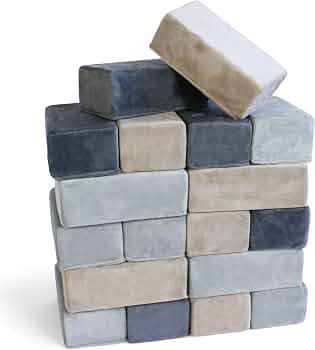 The Original Premium Plush Building Block for Kids - Certified Safe Foam Blocks in Luxuriously Soft Fabric Covers - Set of 24 (Desert)