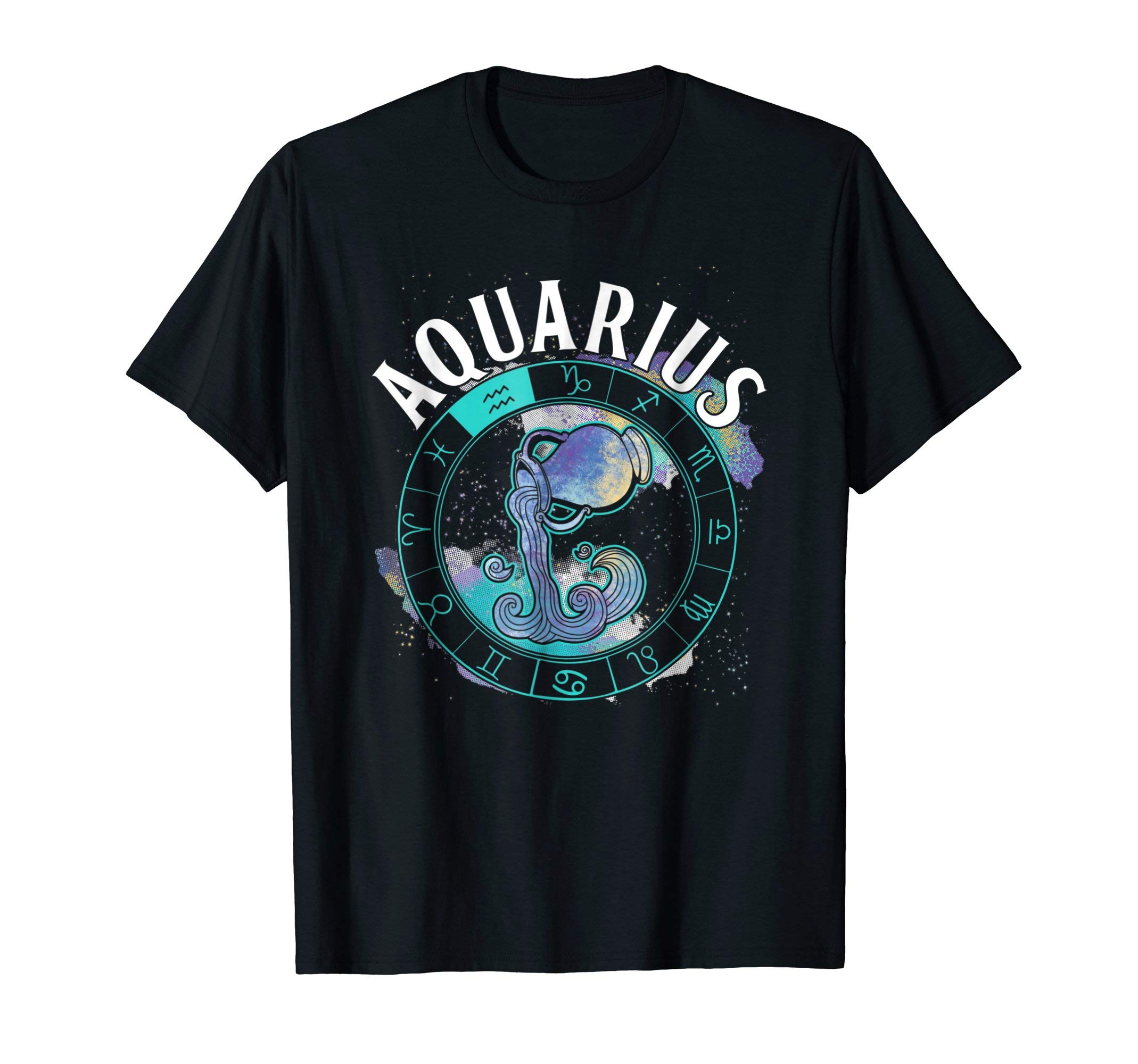 Zodiac Gifts By ZWAAquarius Zodiac Astrology T-Shirt - Unisex-Adults, Black, SmallOEKO-TEX STANDARD 100