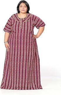 KBNBJ Nighty for Women Cotton Printed Maxi Gown Ankle Length Nighty Night Dress Gown for Women Maxi Plus Size 3XL Price In India