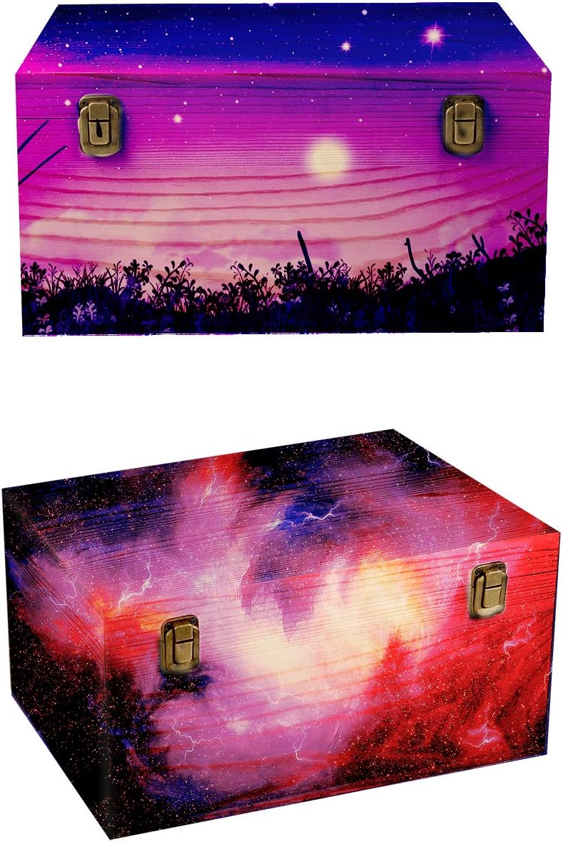 Woiworco Extral Large Wooden Box, 13 x 10 x 6.5 inch Natural Unfinished Pine Wood Boxes with Hinged Lid and Front Clasp for DIY Craft Art, Hobbies, Jewelry Box and Home Storage