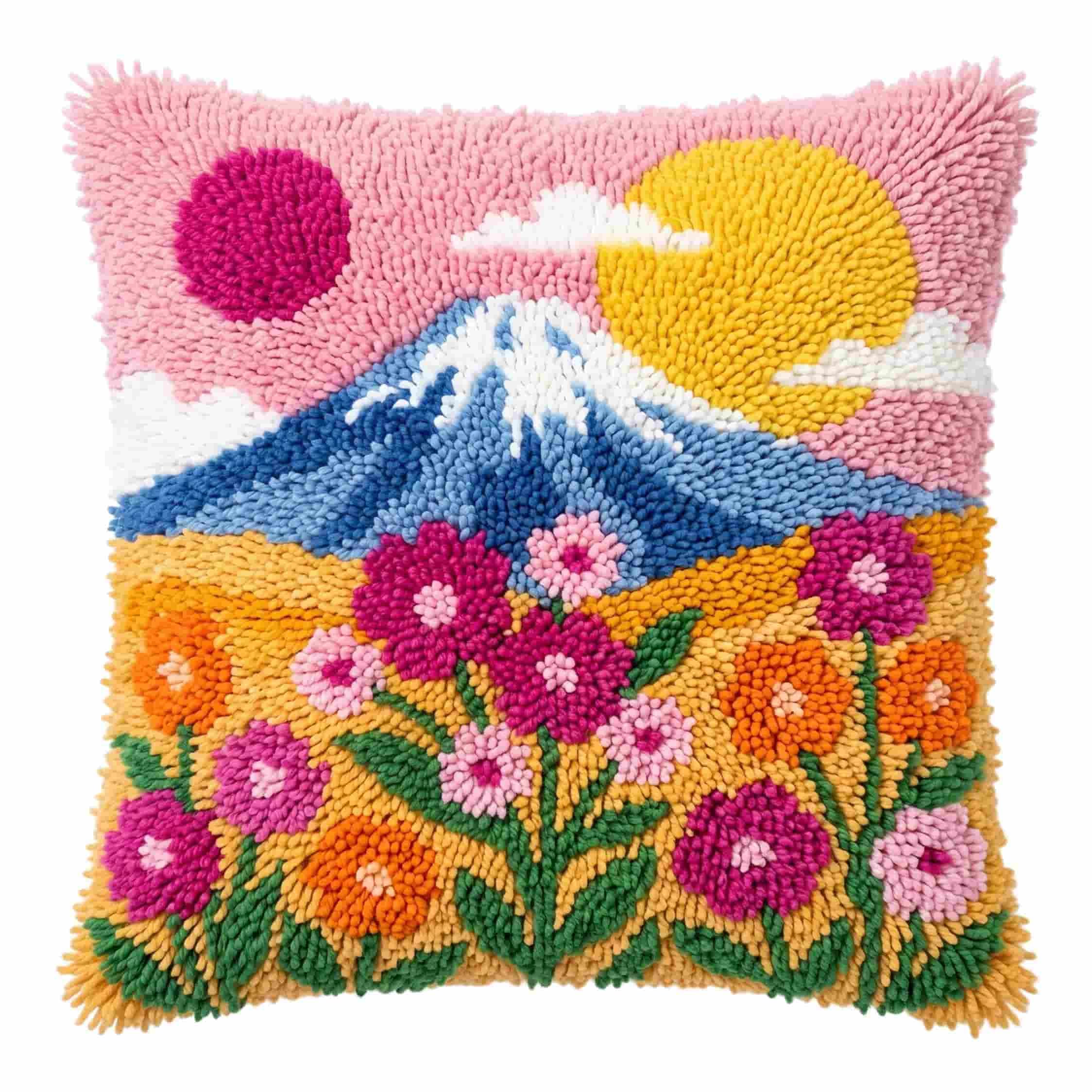 AxiangziK Latch Hook Cushion Kit,Mountain DIY Throw Pillow Cover 43X43Cm