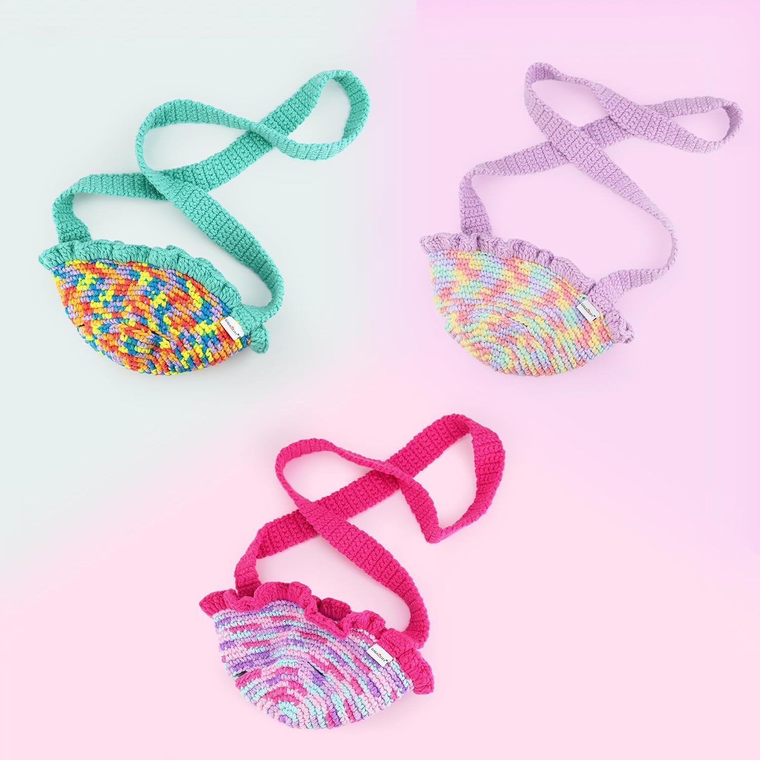 Crochet Carrier Compatible with Furby Cotton Candy and Tie Dye, Handmade, Macaron Color