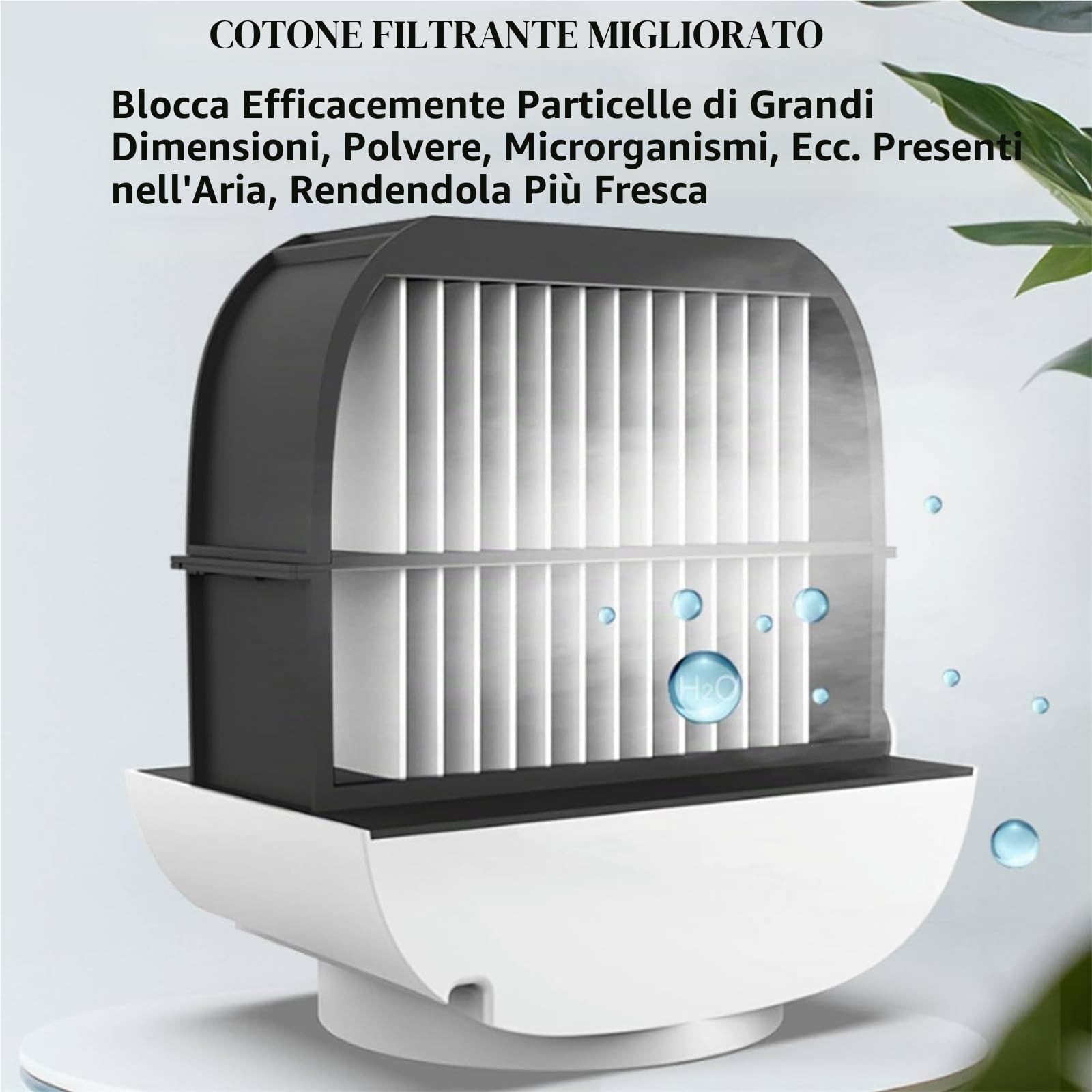 Airabreeze - Raffreddatore d'aria portatile, 2025, con serbatoio e luce notturna a LED, per camera da letto, ufficio e campeggio, 4 impostazioni di velocità (bianco)