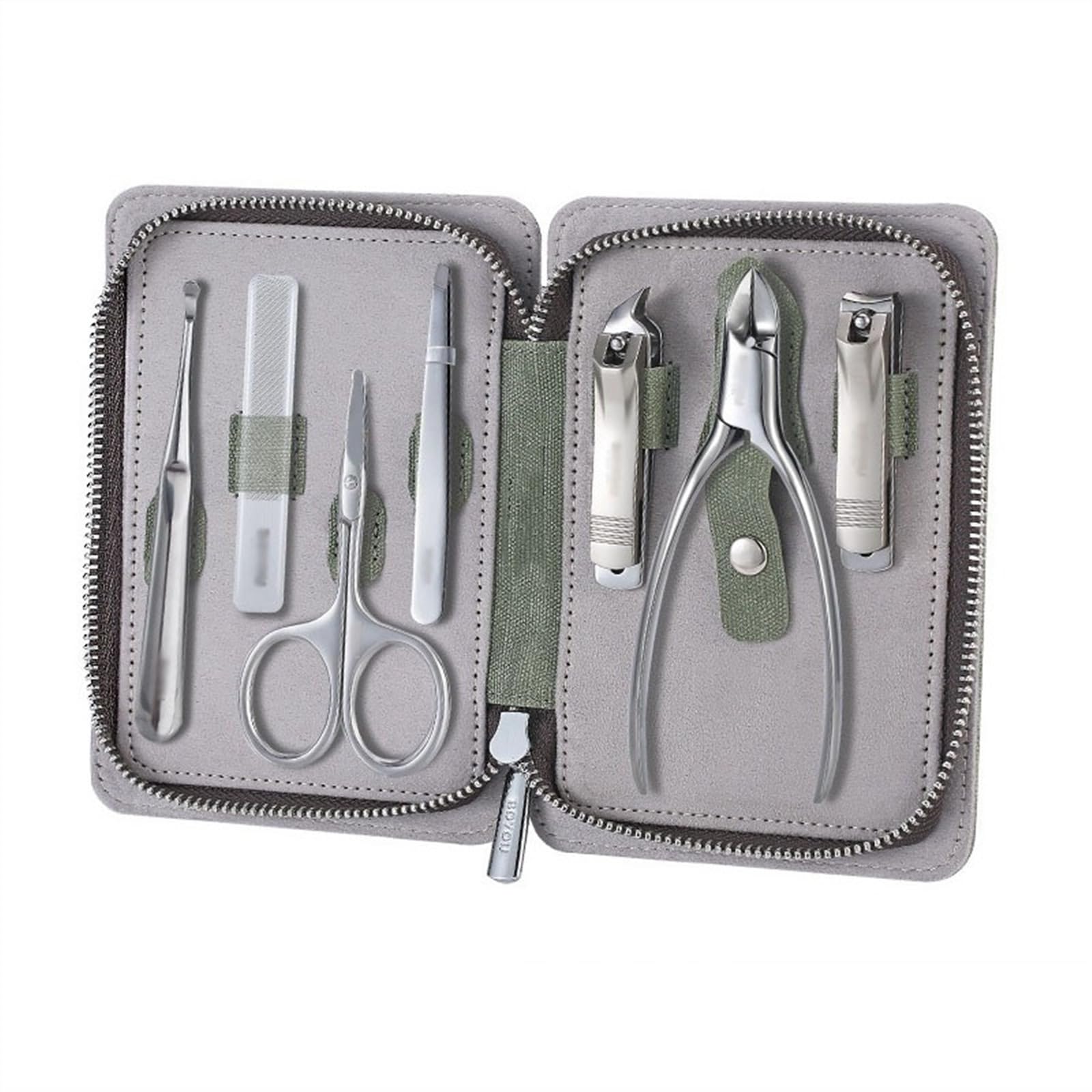 Tragbares Nagelknipser-Set, 7-teiliges Pediküre-Set für Damen und Herren, scharfe Finger- und Zehenwerkzeuge mit Lederetui