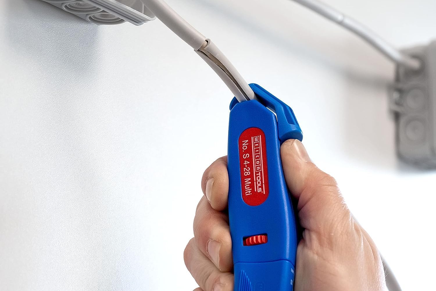 WEICON Cable Stripper No. S 4-28 Multi | Integrated Stripping Function | High Safety | Adjustable Cutting Depth | for Round Cables | Working Range 4-28 mm Ø