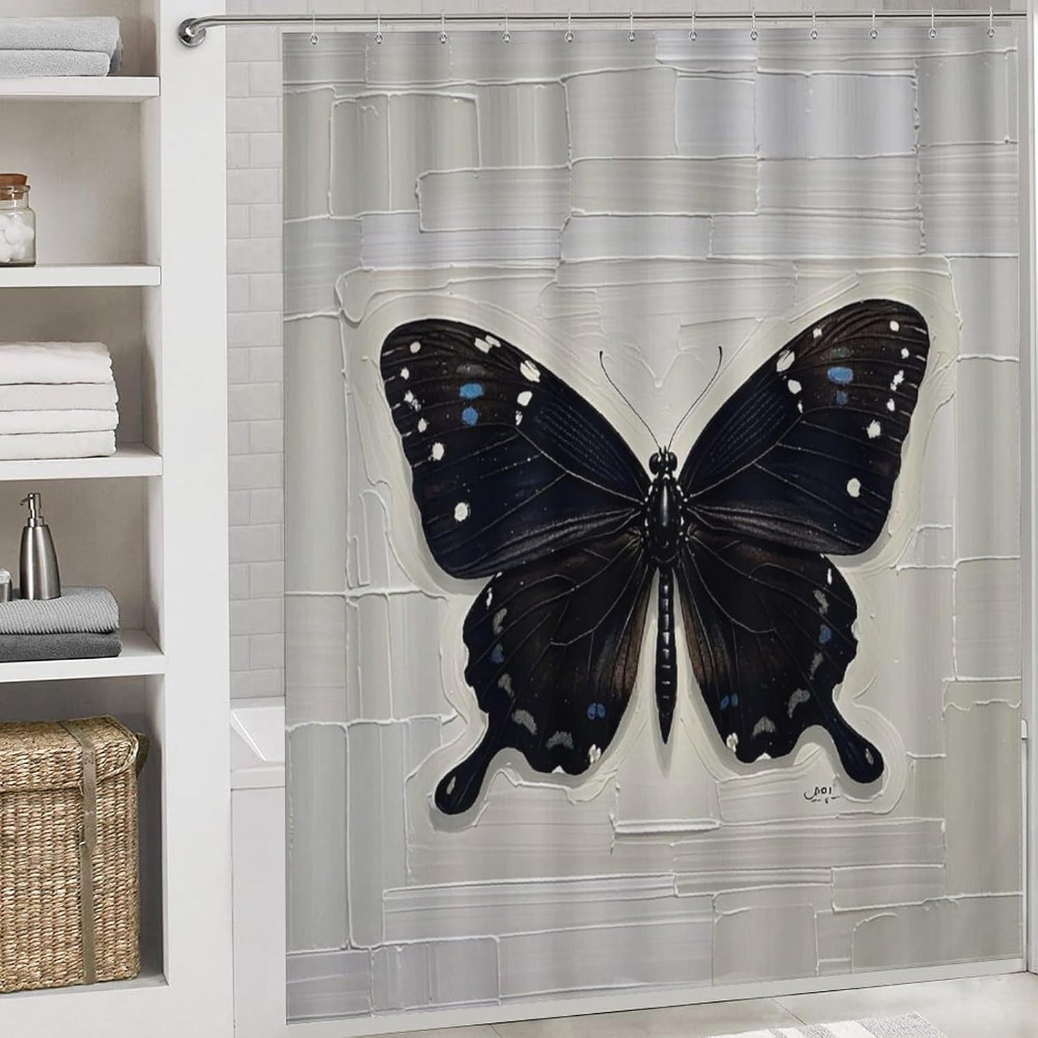 Butterfly Wall Art Printed Four Piece Bathroom