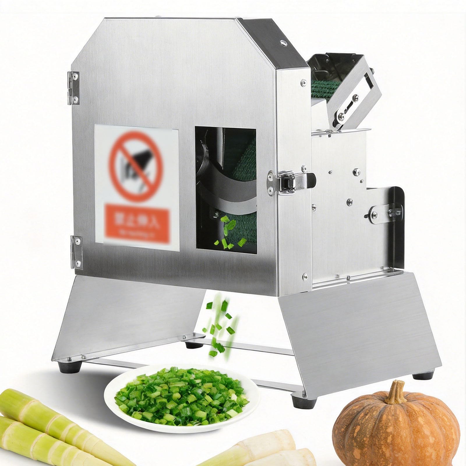 Cortadora eléctrica de frutas y verduras con sistema de banda regulable capacidad de 100 kg/h